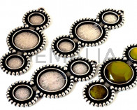 Zamak. Colgante. 70x31mm. Sin piedra.Int.piedra 12mm/20mm.Plateado.Int.2mm