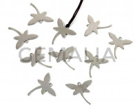 Acero inoxidable 304. Colgante. Libelula. 19x20x1mm. Plateado. Int.1mm