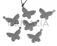Acero inoxidable 304.Colgante.Mariposa.22,5x18,5x3mm.Plateado.Int1,5mm