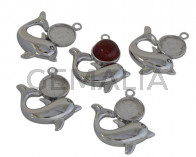 Acero inoxidable 316.Colgante.delfin.31x35x5mm.Sin piedra 12mm.Int2mm