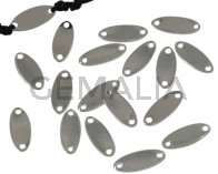 Conector oval latón. 12x5x1mm. Plateado. Int.1mm.