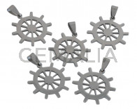 Acero inoxidable 304. Colgante. Timon. 27mm. Plateado. Int.3x5mm