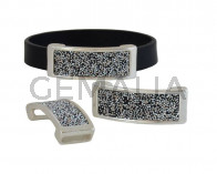 SWAROVSKI.Bronce. 35.5x13mm.Plateado.CAL.Int.10x1,5mm