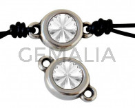 Conector Zamak/SWAROVSKI. 20x12mm. Plateado. Cristal