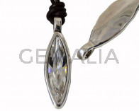 Colgante Zamak/SWAROVSKI. 50x15mm. Plateado-Crystal. Int.5mm