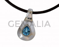 Colgante lagrima Zamak/SWAROVSKI. 27x14mm. Plateado-Aguamarina. Int.2,2mm