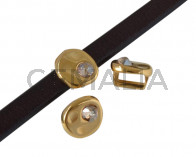 Entrepieza de SWAROVSKI y Zamak moneda 8,3x8x8mm. Dorado-Golden Shadow. Int.5x2,5mm