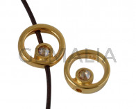 Aro de SWAROVSKI y Zamak 12,2x12,3mm. Dorado-Golden Shadow. Int.1,5mm