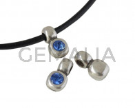 Colgante de SWAROVSKI y Zamak 13x7mm. Plateado-Sapphire. Int.3mm