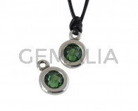 Colgante de SWAROVSKI y Zamak. Moneda 17x11mm. Plateado-Erinite. Int.2mm