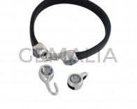Cierre garfio de SWAROVSKI y Zamak. Set 2 piezas 6x15mm - 6x11mm. Plateado-SilverNight. Int.5x2mm
