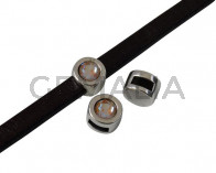 Entrepieza de SWAROVSKI y Zamak. Moneda 8mm. Plateado-Ochre Delite. Int.5x2mm