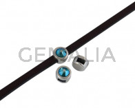 Entrepieza de SWAROVSKI y Zamak 6x4mm. Plateado-Blue Zircon Shimmer. Int.3x2mm