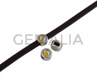 Entrepieza de SWAROVSKI y Zamak 6x4mm. Plateado-Citrine Shimmer. Int.3x2mm