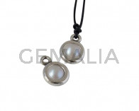 Colgante de SWAROVSKI y Zamak. Moneda 17x11mm. Plateado-Crystal Iris Grey. Int.2mm