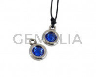 Colgante de SWAROVSKI y Zamak. Moneda 17x11mm. Plateado-Majestic Blue. Int.2mm