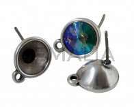 Pendiente Zamak con arandela.10,2x12,9mm.Sin piedra.Para Swarovski SS39.Plateado.Int.1,3mm