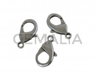 Cierre mosqueton de laton 27mm. Plateado.