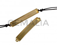 Conector de Zamak 53x7,8mm. Para cuero 5x2mm. Dorado. Int.1,2mm