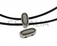 Entrepieza de Zamak oval 18x8x7mm dos agujeros. Plateado. Int.2,5mm