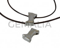 Separador dos agujeros de Zamak 21x17mm. Plateado. Int.3mm