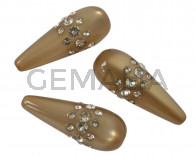 Resina/SWAROVSKI. Gota. 12x30mm. Marron. Int.2mm. Calidad superior
