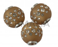 Resina/SWAROVSKI. Bola. 16mm.Marron opaco-cristal. Int.1,8mm. Calidad Superior