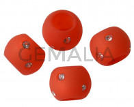 Resina/SWAROVSKI.Rondel.12x9mm.Rojo claro-cristal.Int.6mm. Calidad Superior