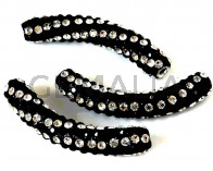 Resina/Metal/Rhinestone. Tubo. 56X11mm. Negro-Cristal. Int.2,2mm