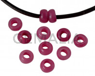 Resina. Rondel 6,5x6,5x4mm. Morado opaco. Int.3mm aprox. Calidad superior.