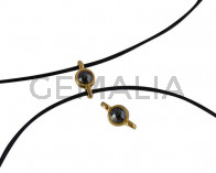 Conector de SWAROVSKI y Zamak 10x5mm. Dorado-Jet Hematite Pearl.Int.1,2mm