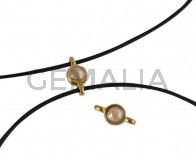 Conector de SWAROVSKI y Zamak 10x5mm. Dorado-Golden Shadow Pearl.Int.1,2mm