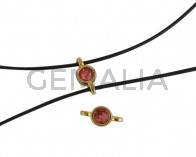 Conector de SWAROVSKI y Zamak 10x5mm. Dorado-Padparadcha.Int.1,2mm