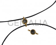 Conector de SWAROVSKI y Zamak 10x5mm. Dorado-Black Diamond.Int.1,2mm