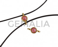 Conector de SWAROVSKI y Zamak 10x5mm. Dorado-Light Coral.Int.1,2mm