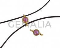Conector de SWAROVSKI y Zamak 10x5mm. Dorado-Peony Pink.Int.1,2mm