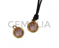 Colgante de SWAROVSKI y Zamak moneda 9x5x9,5mm. Dorado-Light Peach. Int.1,5mm