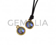 Colgante de SWAROVSKI y Zamak moneda 9x5x9,5mm. Dorado-Paradishine. Int.1,5mm