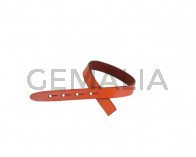 Tira de cuero para hebilla. 230x10mm. Naranja-cantos negros. Calidad superior.