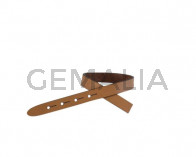 Tira de cuero para hebilla. 230x10mm. Marron claro-cantos negros. Calidad superior.