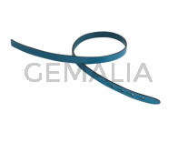 Tira de cuero para hebilla. 430x10mm. Azul turquesa-cantos negros. Calidad superior.