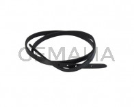 Tira de cuero para hebilla. 590x6mm. Negro-cantos negros. Calidad superior.