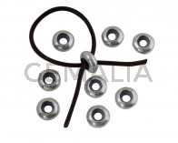 Rondel de laton con silicona 10x4,2mm. Plateado. Int.3mm