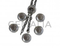 Rondel de Laton con silicona 10x4,2mm. Plata brillante. Int.3mm