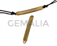 Conector de Zamak 44x5,6mm. Para cuero 3mm. Dorado. Int.1,5mm