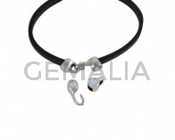 Cierre garfio de SWAROVSKI y Zamak 11x4,5mm con terminal moneda. Plateado-Light Grey Delite. Int.3x2mm