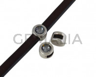 Entrepieza de SWAROVSKI y Zamak. Moneda 8mm. Plateado-SilverNight. Int.5x2mm