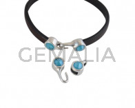Cierre garfio de SWAROVSKI y Zamak. Set 2 piezas 6x15mm - 6x11mm. Plateado-Azure Blue. Int.5x2mm