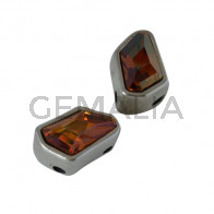 Entrepieza Swarovski y Zamak 21x14x11mm. Plateado-Cooper. Int 2,3mm