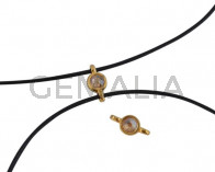 Conector de SWAROVSKI y Zamak 10x5mm. Dorado-Golden Shadow.Int.1,2mm